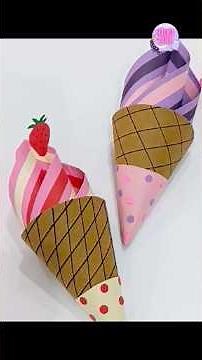 DIY Paper Ice cream Cone 😍😍 #diy #papercraft #papericecream #craft
