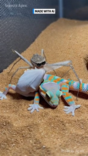 The Ogre-Faced Spider defends its territory in a lightning-fast net capture encounter. The Psychedelic Gecko fights to survive the spider's potent and unstoppable defensive strategy. #OgreFacedSpider #NatureClash #Arachnid #SpiderVerse #GeckoSurvival ⚙️ AI-generated nature dramatization — no real creatures involved. | Insects Apex