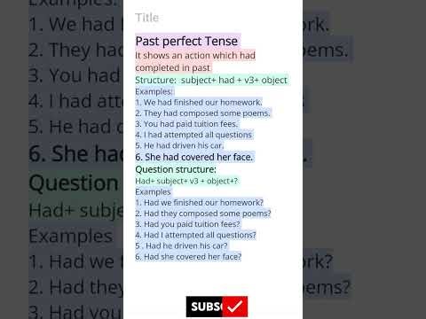 Past perfect tense structure and examples