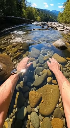 "POV: Catching a Fish with Bare Hands! 🖐🐟" #FishingChallenge #BareHandsCatch #AdventurePOV #fblifestyle | Natural fishing video
