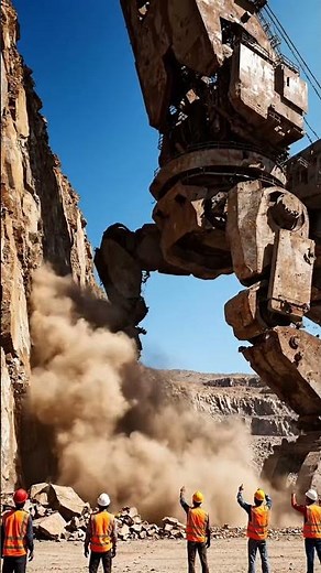 Giant Excavator Crushing Rocks! 🏗️ Witness Massive Mining Power