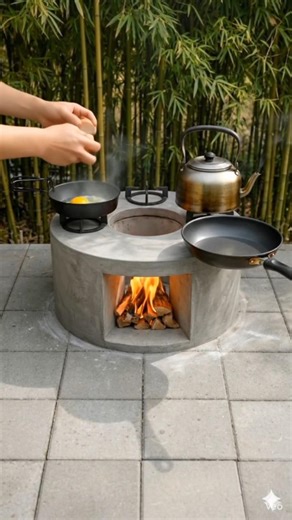 Outdoor Concrete Fire Pit Stove Build 🔥 | DIY Backyard Cooking Setup | #OutdoorCooking #DIYStove