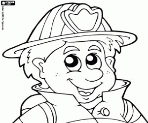 Face of the firefighter with helmet coloring page printable game