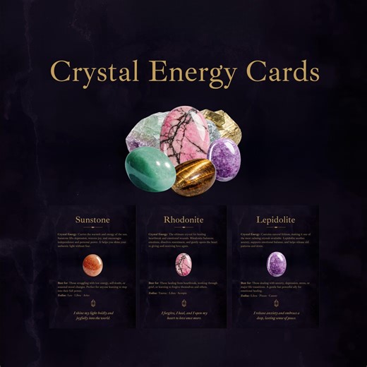 Crystal Energy Cards Vol. 2 | 10 Printable Crystal Wisdom Cards | Gemstone Oracle Deck | Digital Download | Crystal Guide | Spiritual Gift
