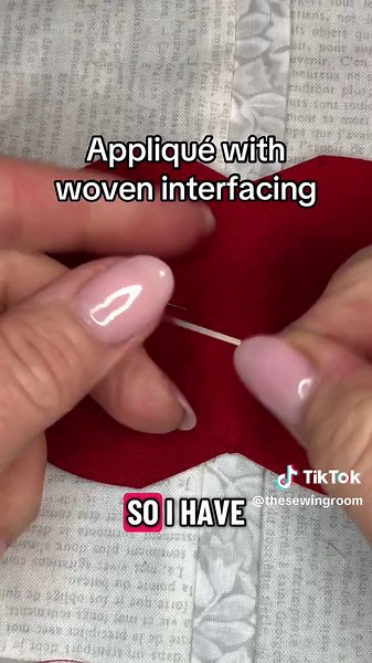 This video is about appliqué using a woven interfacing instead of the raw edge with fusible web. I love this method as it is a great way to get smooth edges around the outside edge. #applique #sewing #sewingtiktok #quilting #quiltingtiktok
