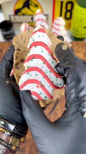 1.9M views · 16K reactions | These Little Debbie Christmas Tree stuffed chocolate chip cookies are the easiest holiday upgrade ever. Soft, gooey, and ridiculously good. Perfect for kids, families, or anyone who loves a fun Christmas hack. Recipe in the comments. #ChristmasTreats #HolidayHacks #EasyDesserts #CookieIdeas #FamilyFun | Ryan Tyler Cooks | Facebook