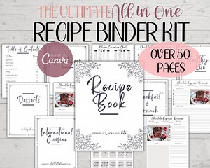 Recipe Binder Template - Editable Recipe Binder Kit & Printable Cookbook Template for Your Culinary Creations - Etsy