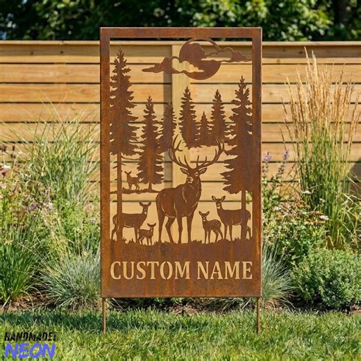 Custom Deer Metal Garden Panel, Forest Wildlife Wall Art, Backyard Decor, Hunting Lodge Gift, Garden Decor - Etsy