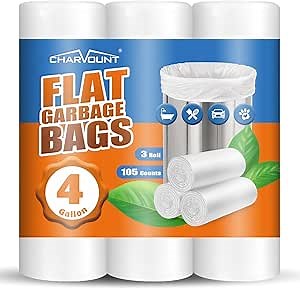 Small Trash Bags 4 Gallon 105 Count Small Garbage Bags for Bedroom, Office, Kitchen Trash Can Mini Trash Bags for Wastebasket Bin Liner, Unscented, Bathroom Accessories, Dorm Room Essentials