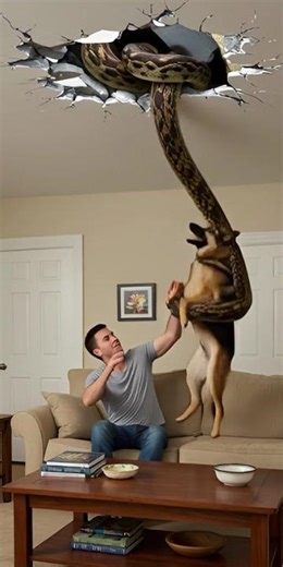 Dog Leaps to Save Man's Life from Python Attack In Living Room #rescue #animals #wildlife