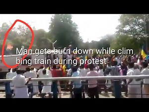 Man gets electric shock and burns down after climbing on Train during protest| Tamil Nadu Protest