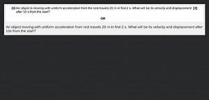 An object moving with uniform acceleration from rest travels 20... | Filo