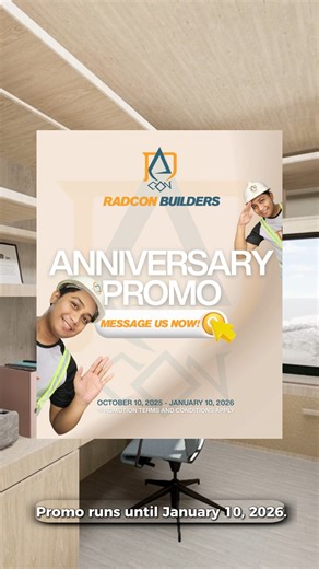 🎉 RADCON Builders 7th Anniversary Promo! We’re celebrating 7 strong years of building dreams — and this time, you get the reward! 📅 Promo Period: October 10, 2025 – January 10, 2026 ✨ Get these exclusive rewards when you sign a construction contract: 🏠 ₱200,000 worth of premium appliances — absolutely FREE! 📱 PLUS a brand-new iPhone 17 Pro Max for Semi-Elegant and Elegant finish packages! Make your dream home a reality with RADCON Builders — where every milestone builds a better future. 💙 P