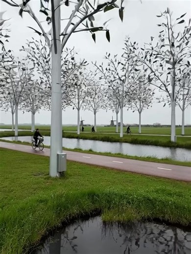 Dutch Invention - wind trees havest energy through spinning leaves and branches powered by the lightest of breeze#energy #wind #ai #windturbine