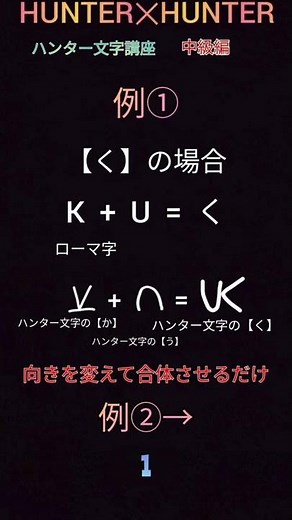 ハンターハンター ハンター文字講座 中級編 ハンター文字を読めるようになりましょう