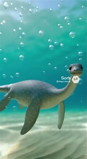 Baby Plesiosaurus Spinning in Shimmering Bubbles | Playful Underwater Moment #Plesiosaurus