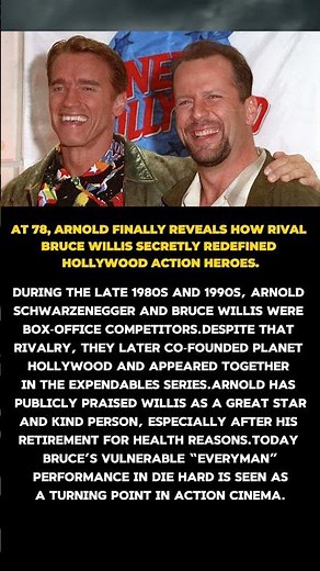 At 78, Arnold finally reveals how rival Bruce Willis secretly redefined Hollywood action heroes.