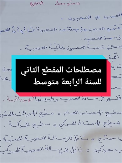 مصطلحات المقطع الثاني للسنة الرابعة متوسط | des définitions pour les élèves de BEM #fyp #foryou #virale #bac #bem