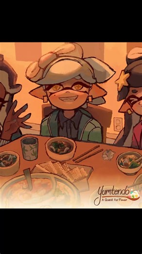 PREVIEW: Everyone's enjoying some hotpot in Kyum1nq (Twitter)'s Splatoon piece! See who else is here by grabbing a copy of Yumtendo Cookbook! Shop closes June 17! 🍜 #fyp #splatoon #splatoon2 #splatoonfanart #digitalart #art #foodart #nintendo