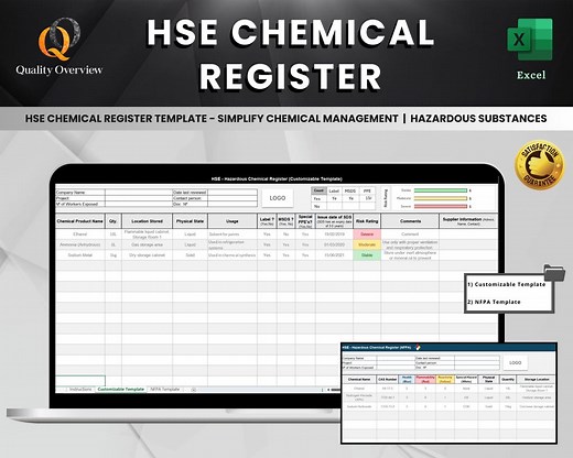 HSE Chemical Register Template | Simplify Chemical Management | Hazardous Substances Register | Health Safety Excel Tool | MSDS | NFPA - Etsy Australia