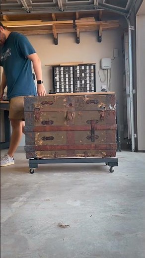 Turning an antique Wickes steamer trunk into a rolling tool chest 🚂🧰 #woodshop #antique #toolbox