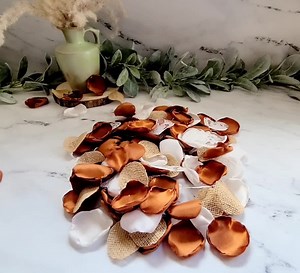 Rust Terracotta Wedding Decor, Rustic Flower Girl Petals, Burlap Lace, Fall Burnt Orange Rose Petals, Forest Woodland Bridal Shower Confetti - Etsy