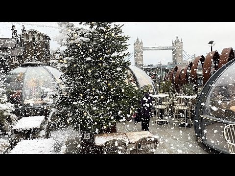 Snow in London! ❄️ Christmas Market & Lights by the River | Borough Market to Tower Bridge Walk Tour