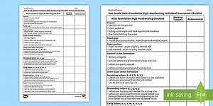 NSW Foundation Style Handwriting Individual Assessment Checklist