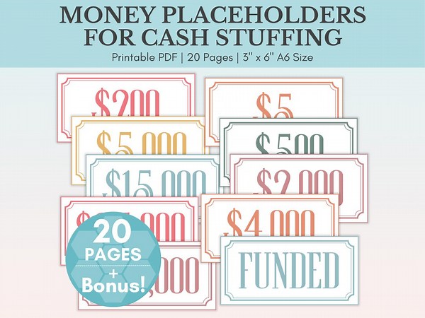 Dollar Bill Placeholders for Cash Stuffing | Printable Cash Place Holders | Money Placeholder Bundle | Budget Binder | A6 Prop Money Cash - Etsy