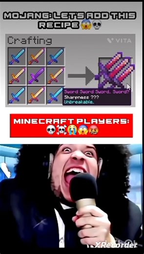 mojang let's add op sword recipe #minecraft #edit
