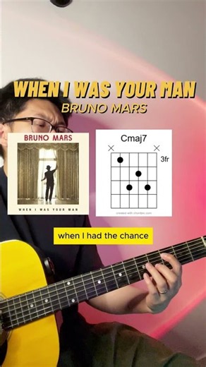 When I Was Your Man - Bruno Mars (Guitar Cover with Chord Diagrams) #shorts