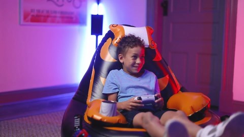 Inflatable Gaming Chair for Kids – Supports Up to 300 lbs, Includes Air Pump, Cup Holder, 2 Pockets – Durable Bean Bag Seat, Comfy Kids Gaming Chair & Top Gamer Chairs for Kid Room