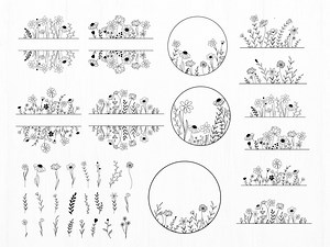 Wildflower SVG Bundle: Coquette Floral Sketch Cut Files - Etsy