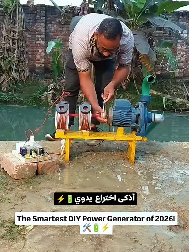 أذكى اختراع يدوي 🛠️ لعام 2026! لتوليد الطاقة 🔋⚡ 2026's Smartest DIY Power Invention! ⚡ #إختراع #صناعة_يدوية #diy #lifehack #invention