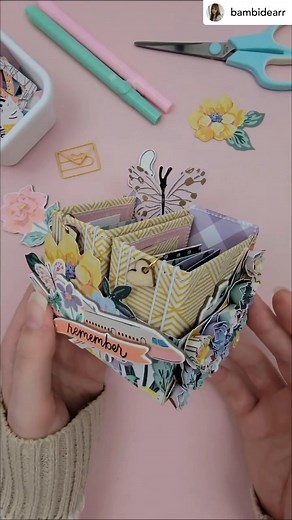 2.5K views · 277 reactions | Tiny mini albums are simply just the best! @bambidearr created this set of two, with a storage caddy to match, using the Round Trip collection from @americancrafts and @maggiehdesign and a @paigetaylorevans flower cut file!! Perfect for storing 2 x 2 photos!  #papercrafts #papercrafting #minialbum #minibook #memorykeeping #journaling #scrapbook #scrapbooking #americancrafts | Creative Scrapbooker Magazine | Facebook