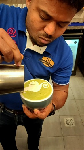 Amazing Matcha Latte art tutorial- Seahorse 😍 #coffee #latteart #youtubeshorts #shorts #art