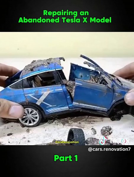 Abandoned Tesla X Model Car Restoration | part 1 #restore #rusty #modelcar #car #repair #carrepair #carrestoration #carrenovation #restorationprojects #oldtonew #restockasmr #tesla