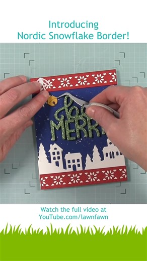 Introducing the Nordic Snowflake Border, the perfect addition to your holiday cards! #lawnfawn #nordicstyle #nordicsnowflake #Christmas #holidayseason #snow #nordicsweater #papercrafting #handmadecards #bemerry🎄 | Lawn Fawn