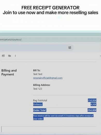 Free receipt generator for your reselling sales, join now and get access. #resellr #discord