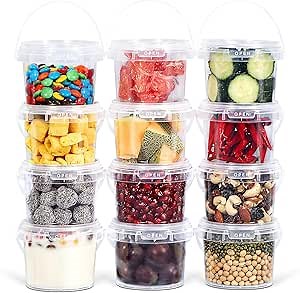 Leak Proof Plastic Containers with Lids, 16 oz Reusable Airtight PP Plastic Food Storage Containers, Freezer-safe Microwaveable Stackable Dishwasher, for Meal Prep, Soup, Snack (Clear, 12 Pack)