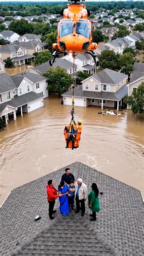 Drone View Shows Helicopter Rescue in Flooded Area | Disaster Strucks