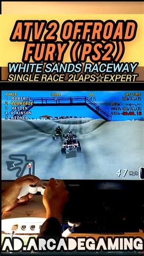 ATV Offroad Fury 2: White Sands Raceway Single Race 2 Laps Gameplay For Playstation 2 (PS2)