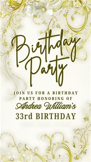 Elegant Gold Floral Birthday Invitation | Animated Canva Party Template