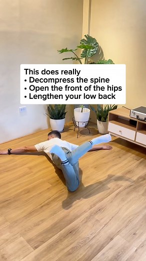 Decompress your spine, Unlock your tight Hips & Lengthen your Lower Back with this simple stretch!! — #reelsviralシ #lowbackpain #backpain #backpainstretch | Physical Therapy Session
