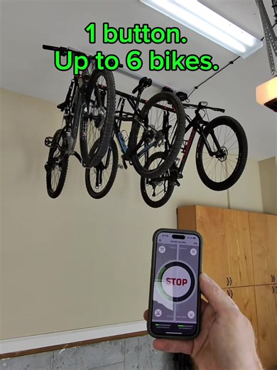 When bikes live on the ceiling → the garage finally becomes a garage again 🚗✨ Who else wants 1-button storage? @smarterhomeinc