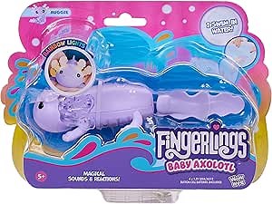 Fingerlings Interactive Baby Axolotl, Auggie (Purple), Swims & Lights Up