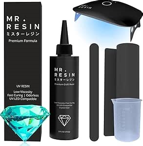 UV Resin - Mr. Resin Bulk Crystal Clear Resin for Crafts : Rock Painting, Molds, Doming,Keychains & Jewelry Making Cures Fast with UV Lamp, LED and Sunlight! (Black, 250 gram kit)