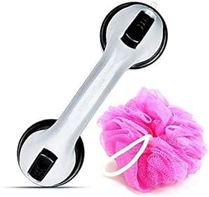 Bathroom Grab Bar by Dr. Maya - Bath Support with Free Shower Sponge - Powerful Suction Grip - Tool-Free Installation Get Instant Shower Handle Assist Balance Handrail Boosts Tub Safety for All (1)