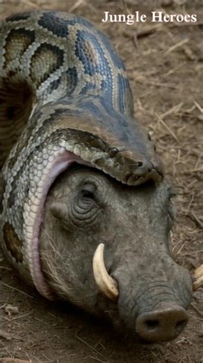 Snake bites pig, watch the end #subscribe #shorts 😱😱