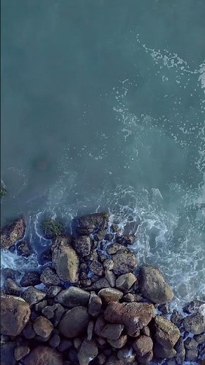 Overhead View of Rocky Coast with Waves Crashing | Relaxing Ocean Waves ASMR (Full HD)